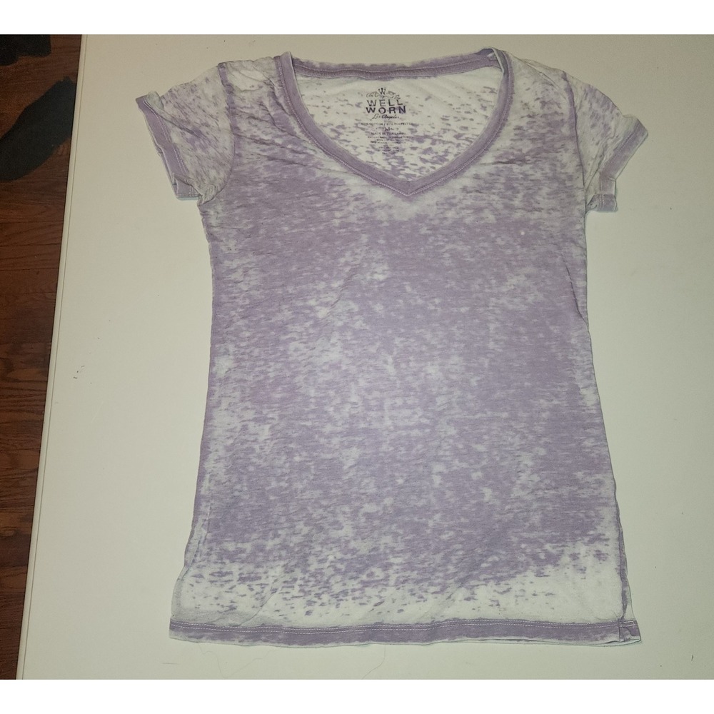 Well Worn Los Angeles Women's Purple Burnout V-Neck T-Shirt Size M - Picture 3 of 6